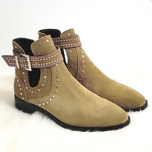 NWT Zara studded leather suede cutout ankle boots size 9